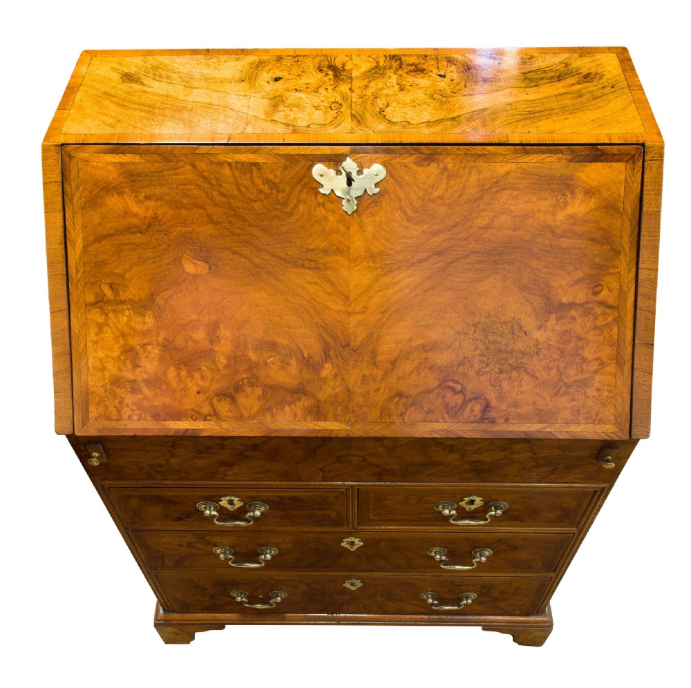 Small Queen Anne Style Walnut Bureau View V