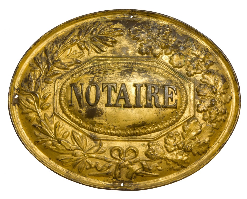 19thCentury Gilt Brass Plaque for a French Notary