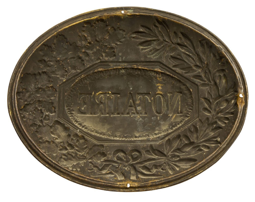 19thCentury Gilt Brass Plaque for a French Notary View II