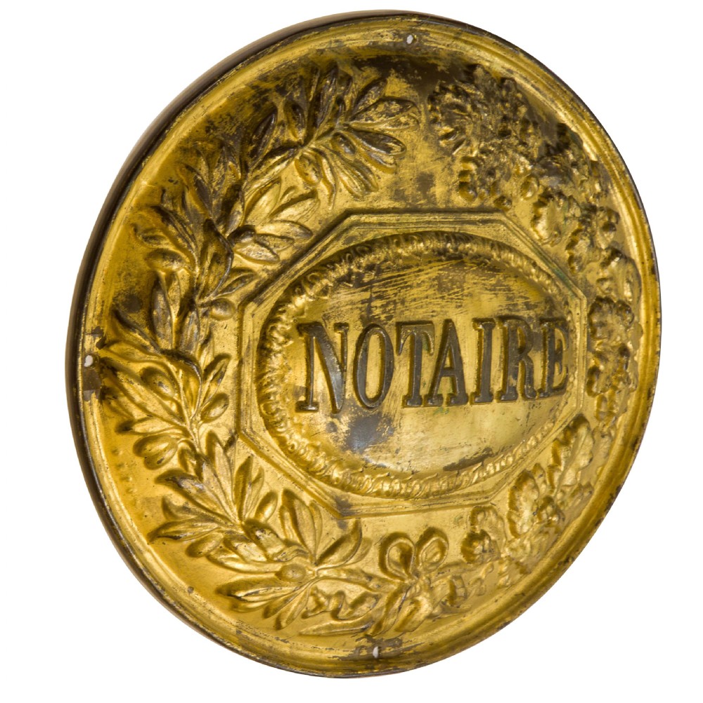 19thCentury Gilt Brass Plaque for a French Notary View III