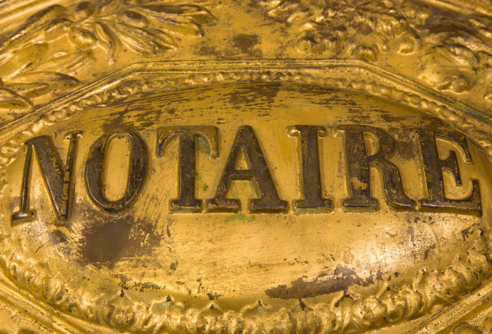 19thCentury Gilt Brass Plaque for a French Notary View V