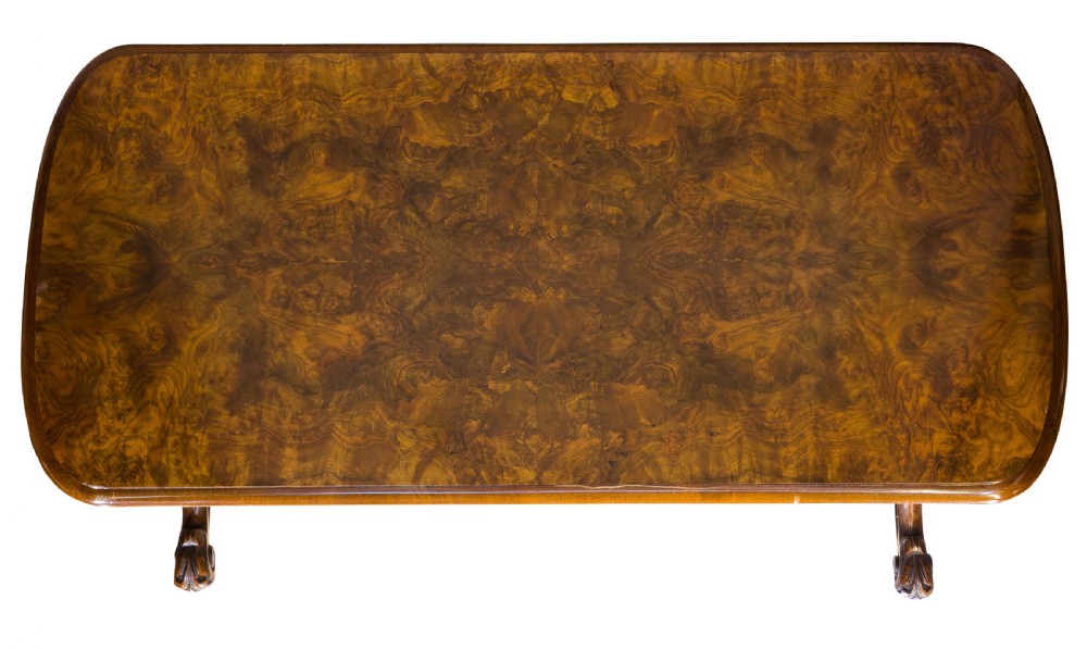 A Victorian Burr & figured walnut coffee table on cabriole leg base View IV