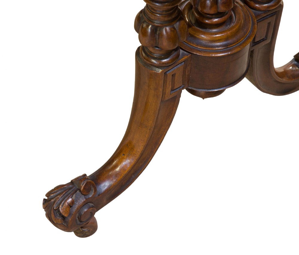 A Victorian Burr & figured walnut coffee table on cabriole leg base View VI