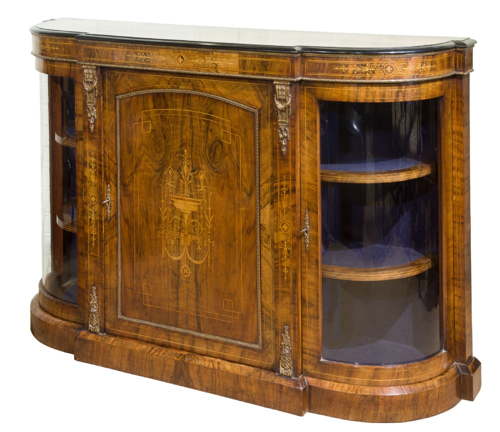 19thCentury Walnut Bow Ended Credenza