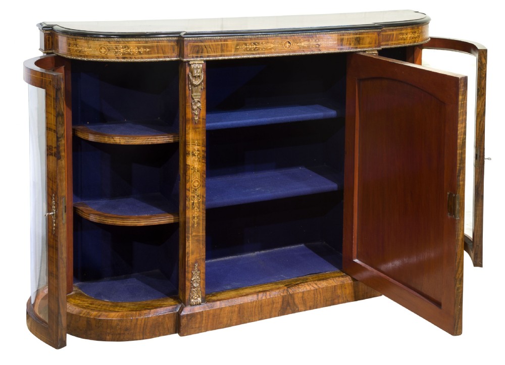 19thCentury Walnut Bow Ended Credenza View II