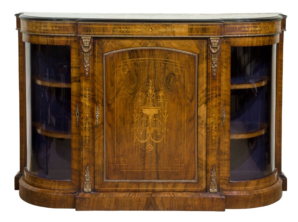 19thCentury Walnut Bow Ended Credenza View III
