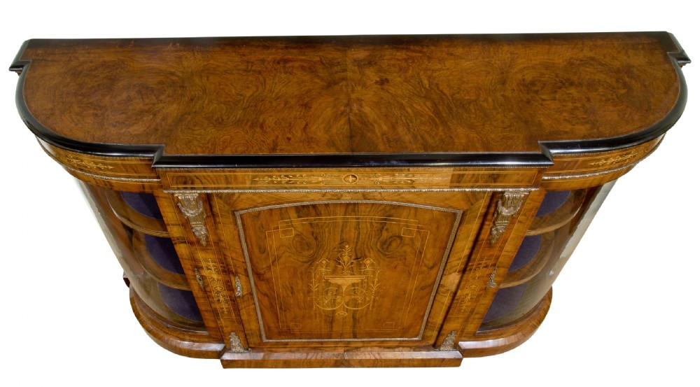 19thCentury Walnut Bow Ended Credenza View IV