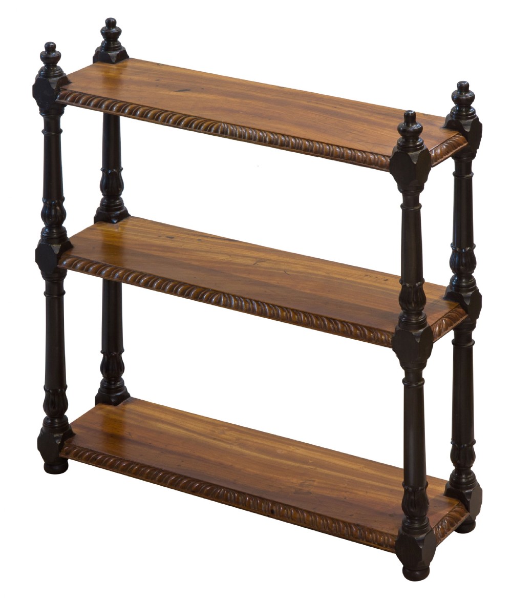 19thc Anglo Indian satinwood & ebony shelves