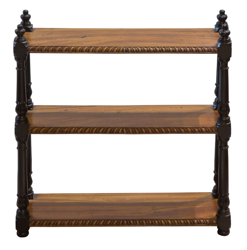 19thc Anglo Indian satinwood & ebony shelves View II
