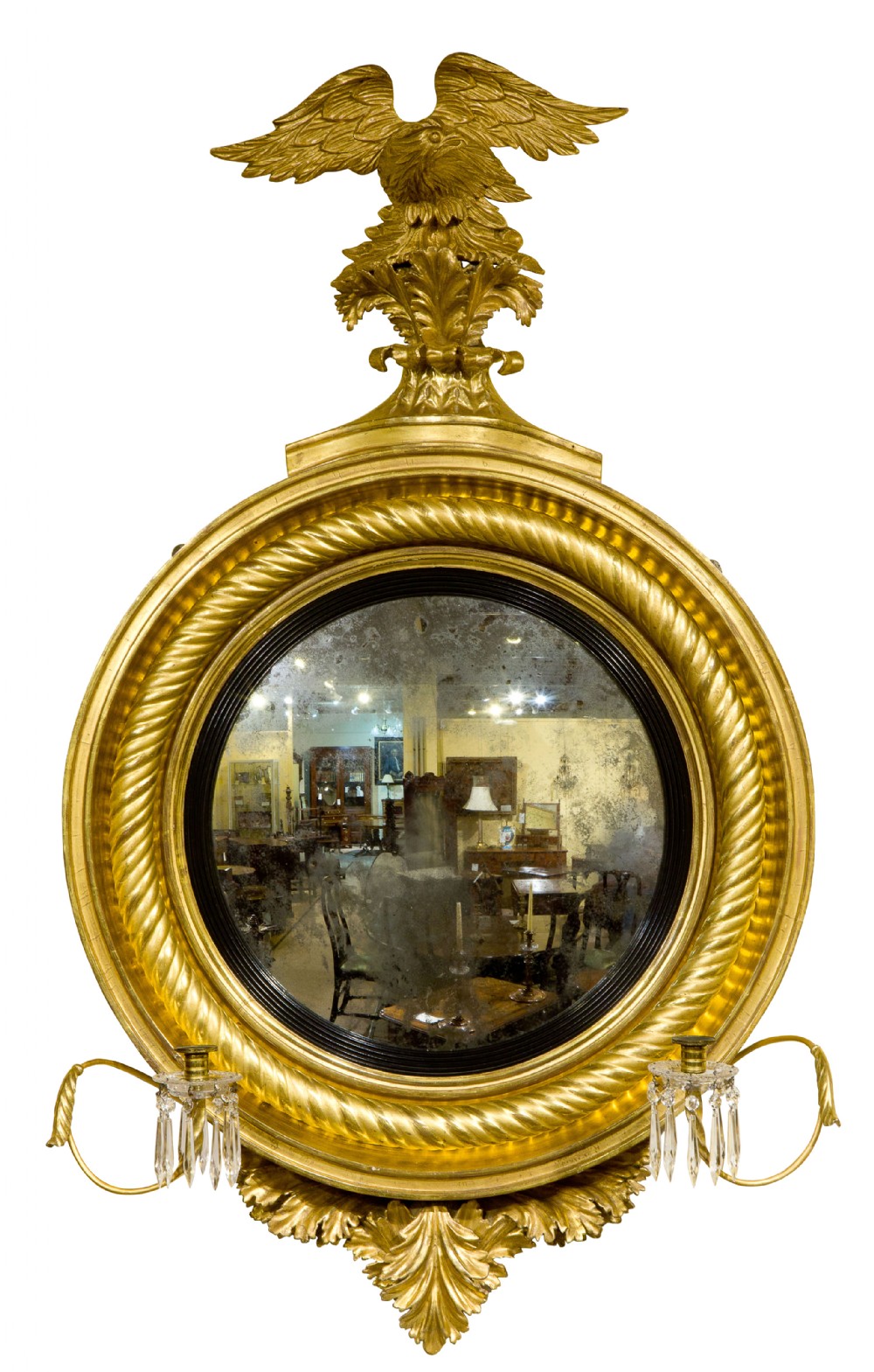 Regency giltwood convex mirror