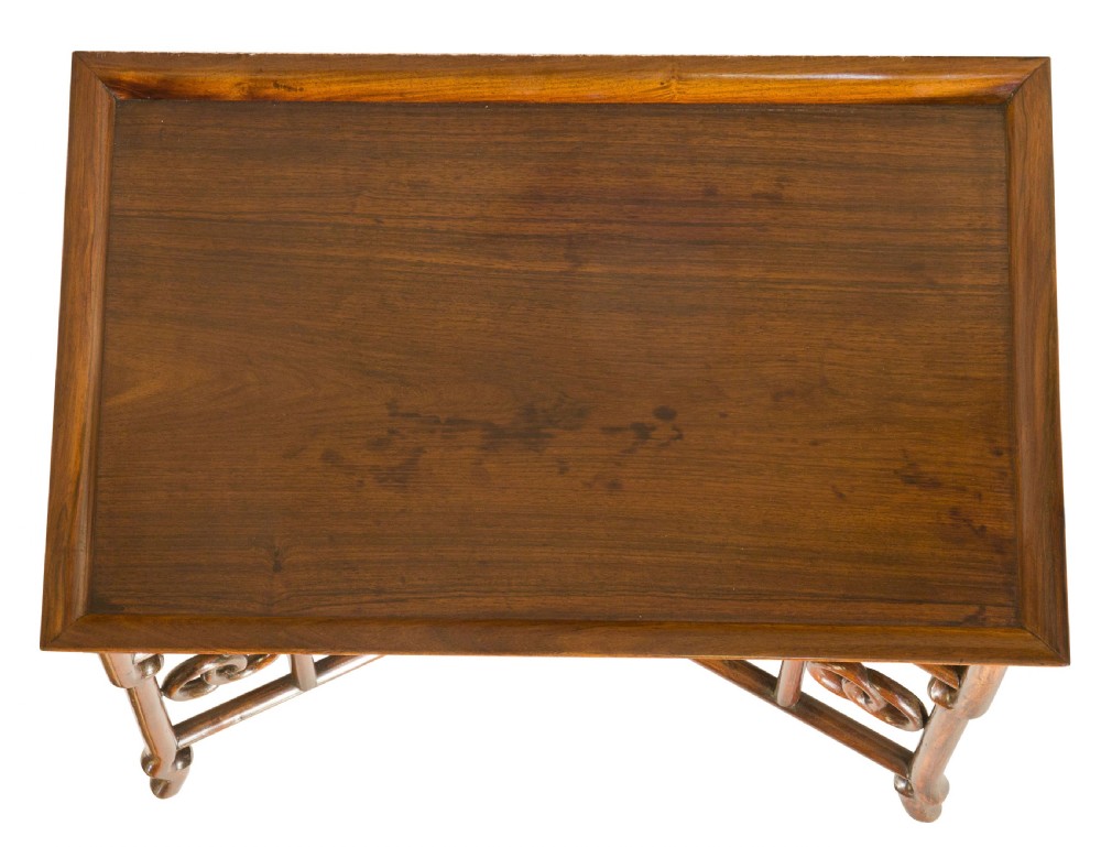 Chinese rosewood carved tray on stand View IV