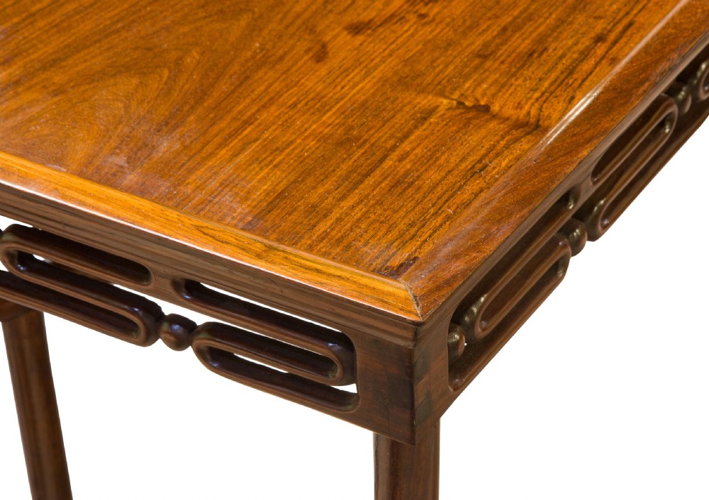 Chinese rosewood carved tray on stand View VI