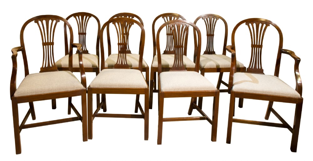 Set of 8 Hepplewhite style dining chairs