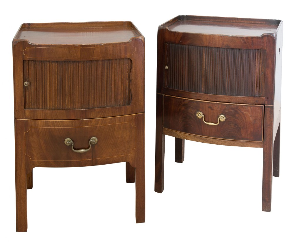 Pair of George III mahogany bedside tables