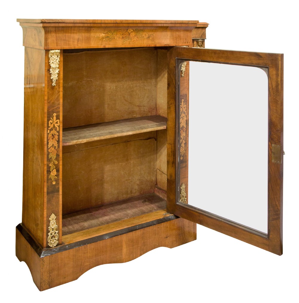 A Victorian Walnut and Marquetry Pier Cabinet with Ormalu mounts View II