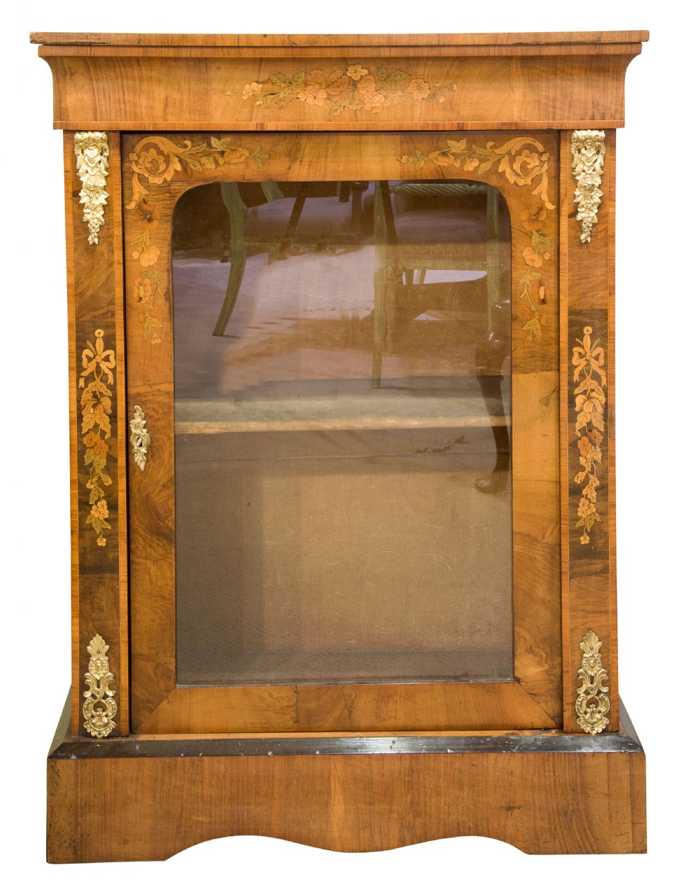 A Victorian Walnut and Marquetry Pier Cabinet with Ormalu mounts View III