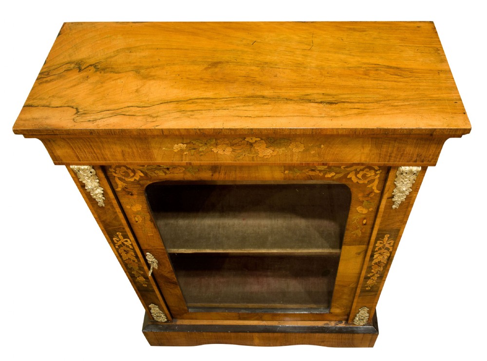 A Victorian Walnut and Marquetry Pier Cabinet with Ormalu mounts View V