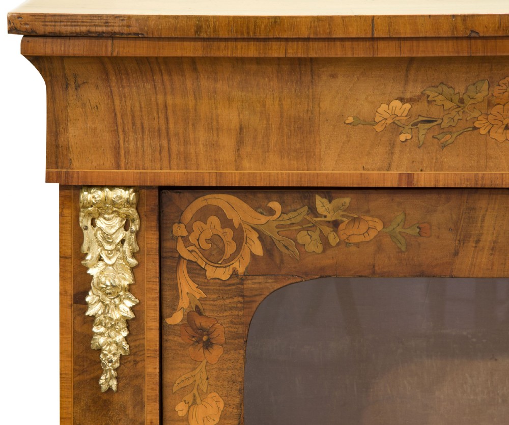 A Victorian Walnut and Marquetry Pier Cabinet with Ormalu mounts View VII