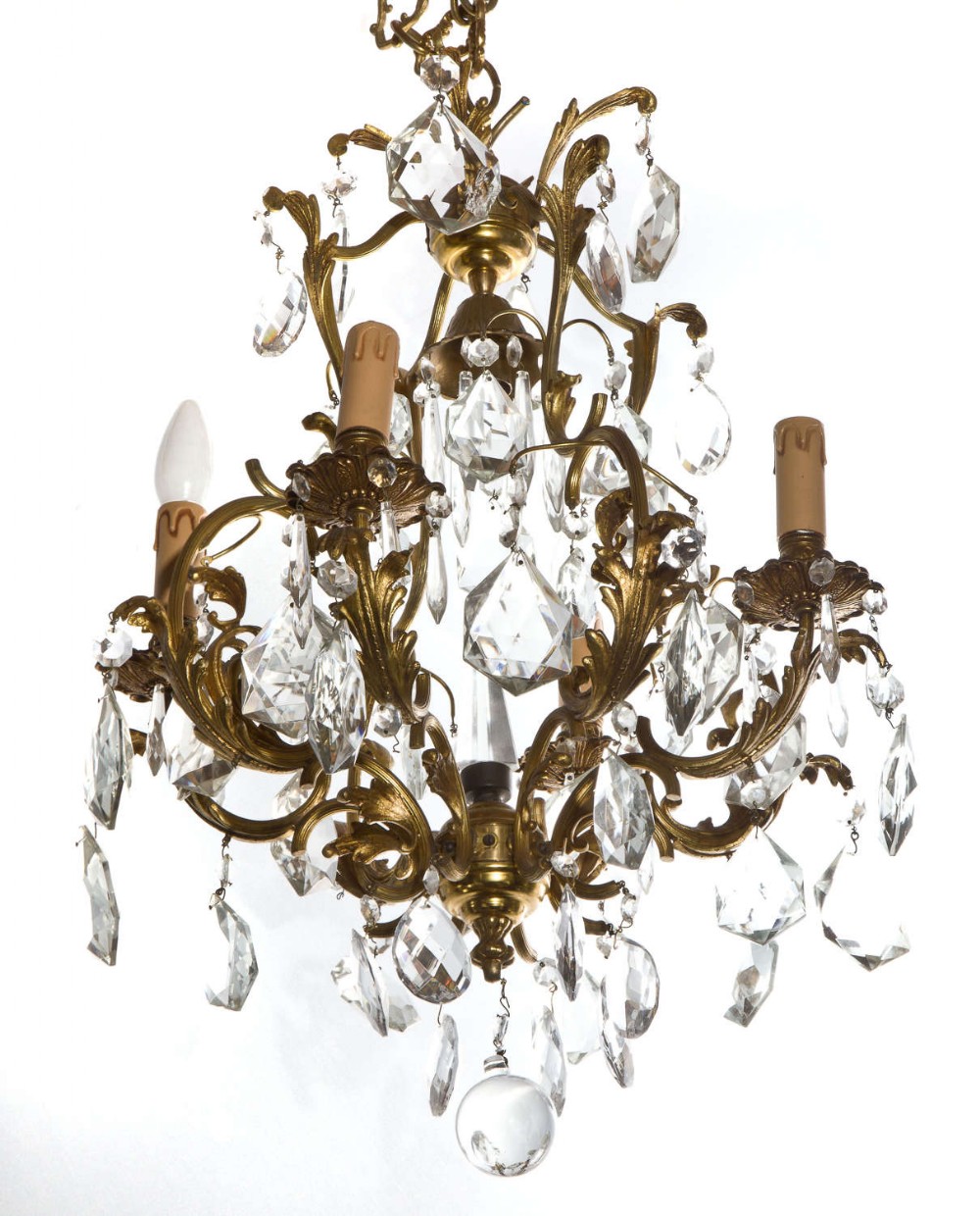 Gilt metal and cut glass chandelier circa 1920