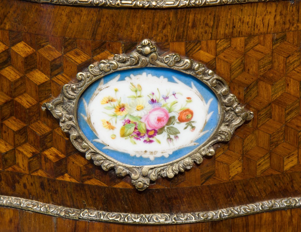 19thCentury French Walnut parquetry table planter View V