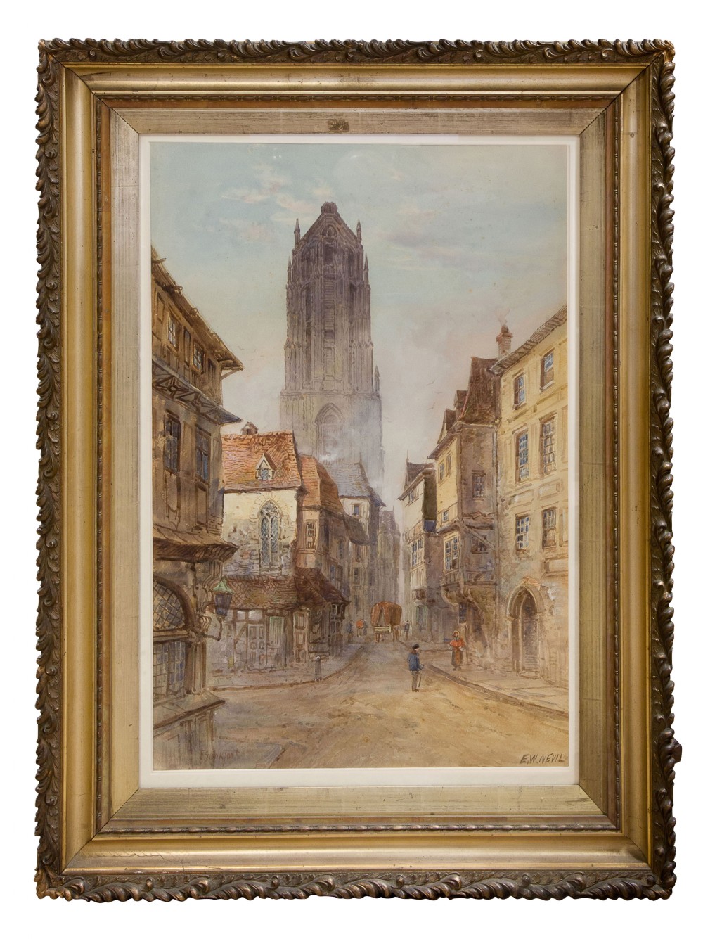 Large pair of watercolours by E W Nevil View IV