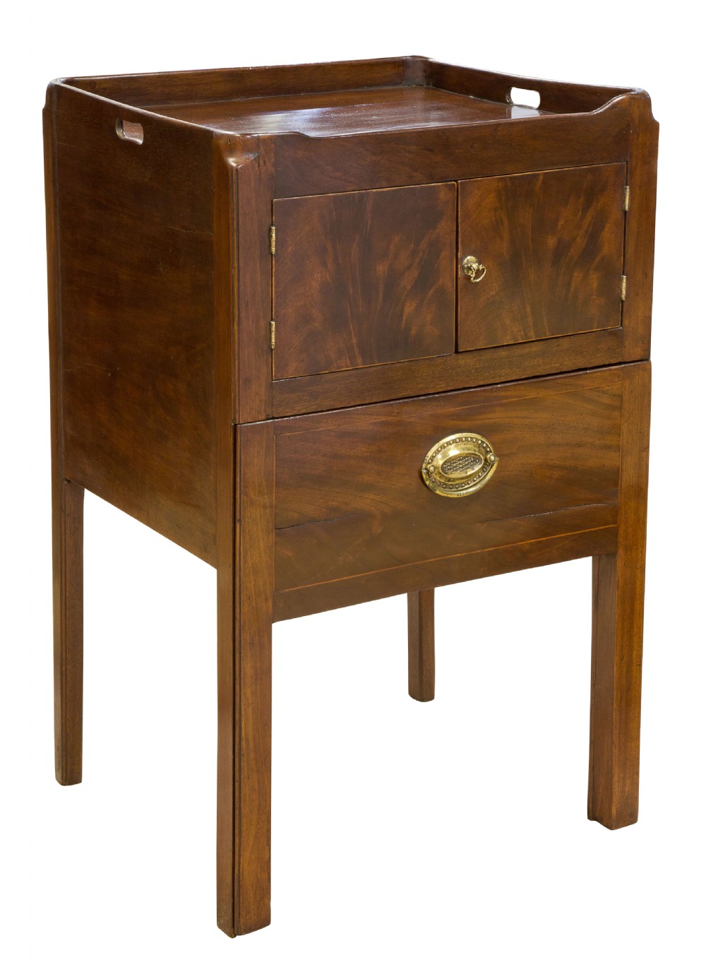 Geo III tray top bedside commode