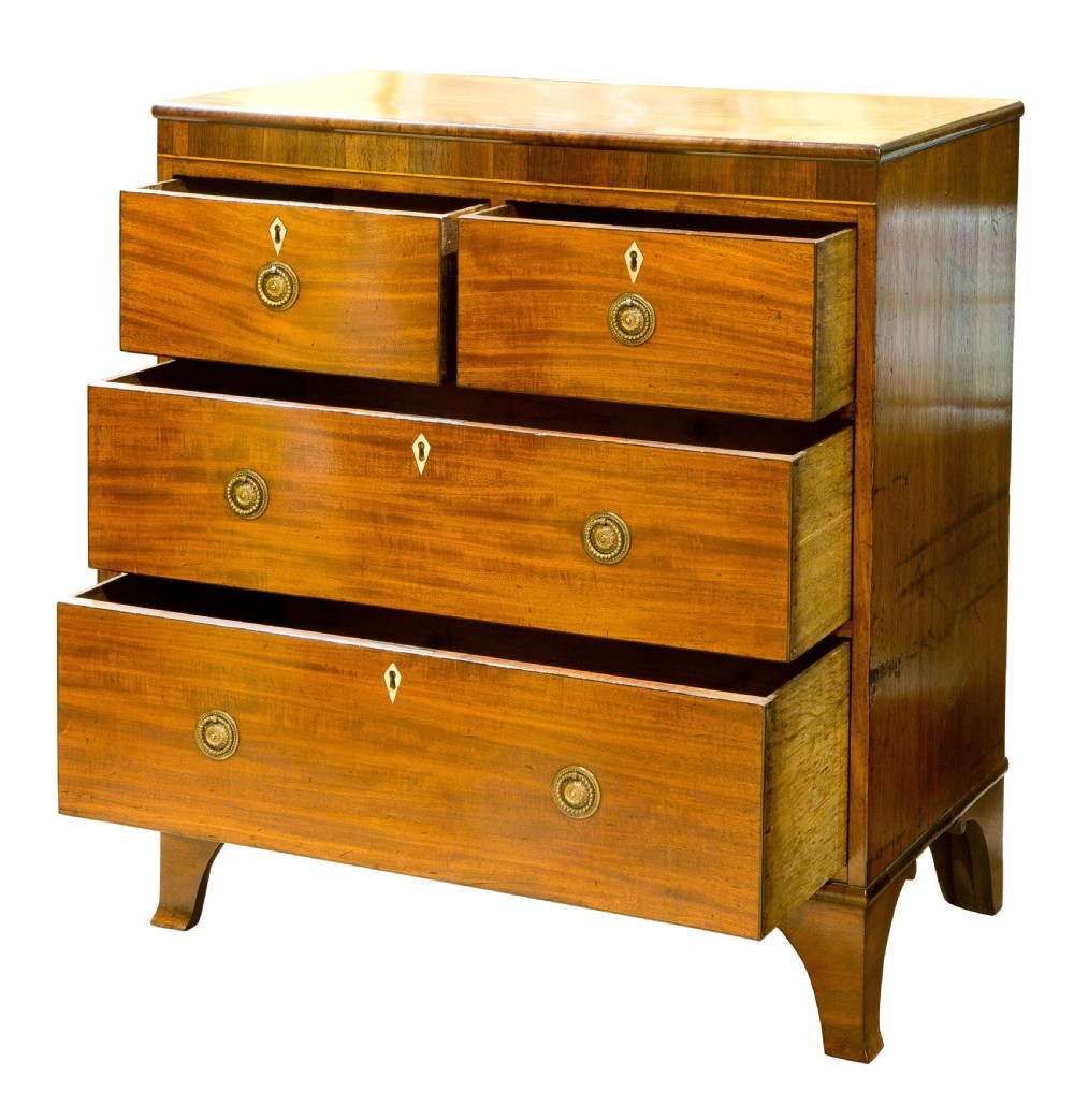 Regency mahogany & rosewood crossbanded chest of drawers View II