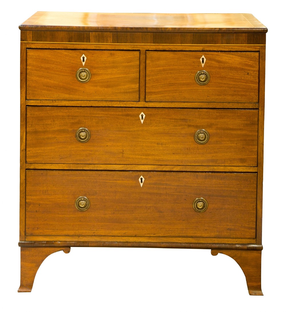 Regency mahogany & rosewood crossbanded chest of drawers View III