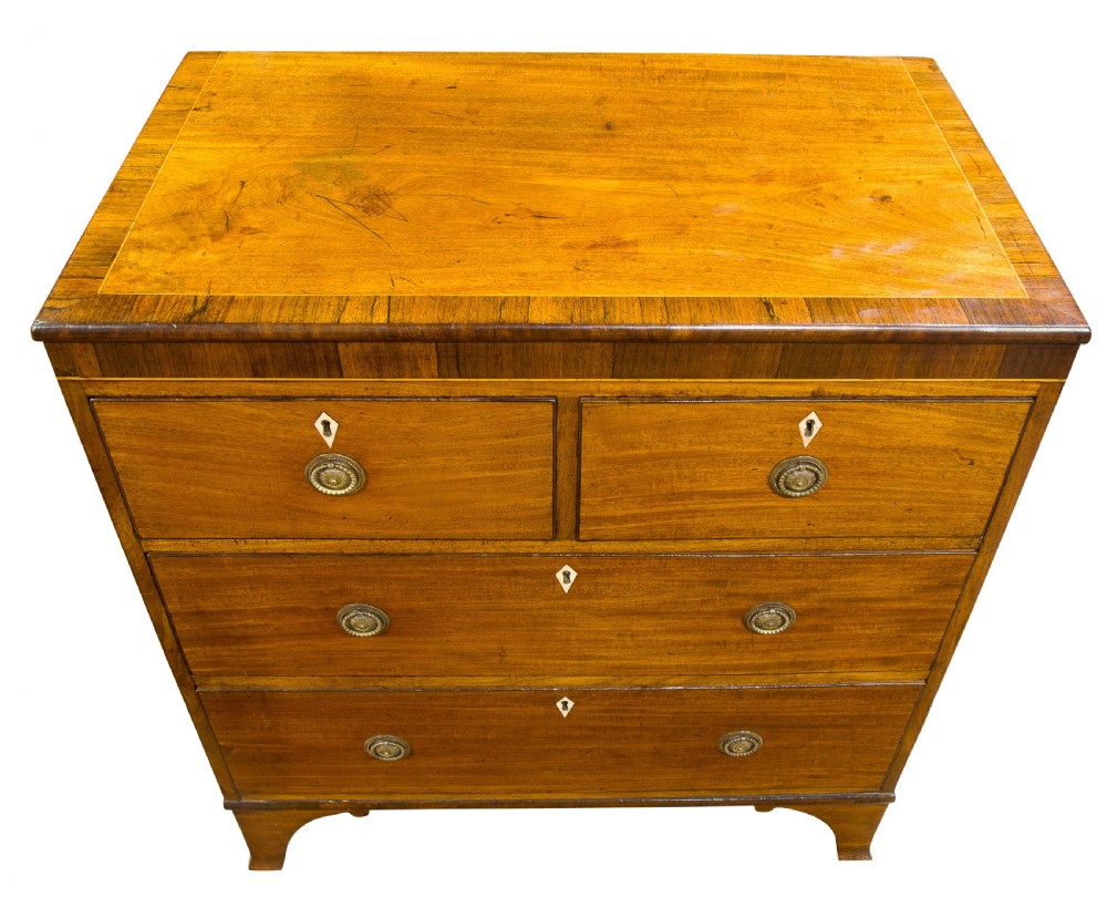 Regency mahogany & rosewood crossbanded chest of drawers View V