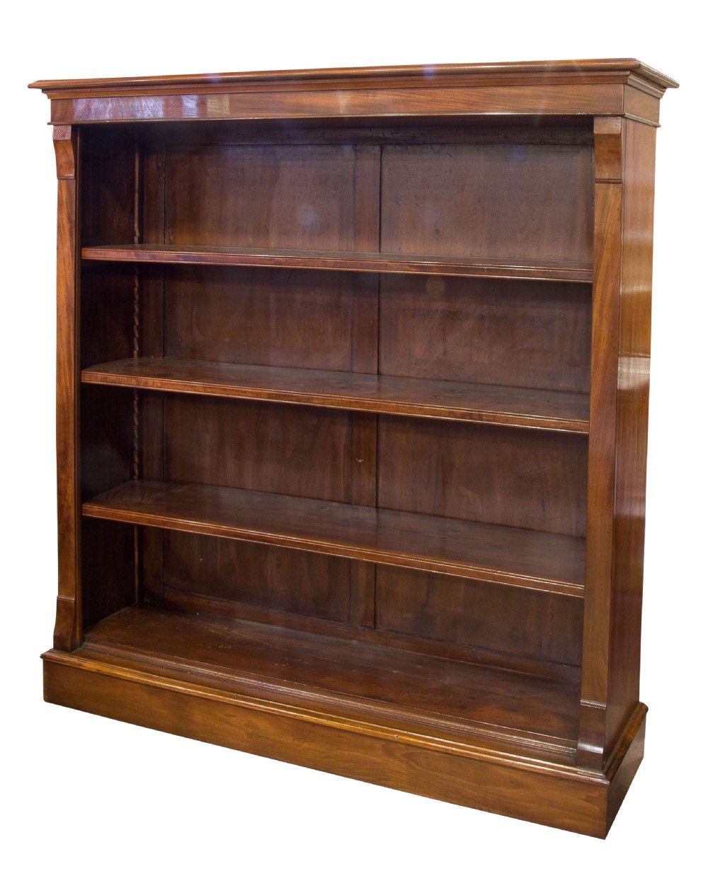 Early Victorian mahogany open bookcase View II