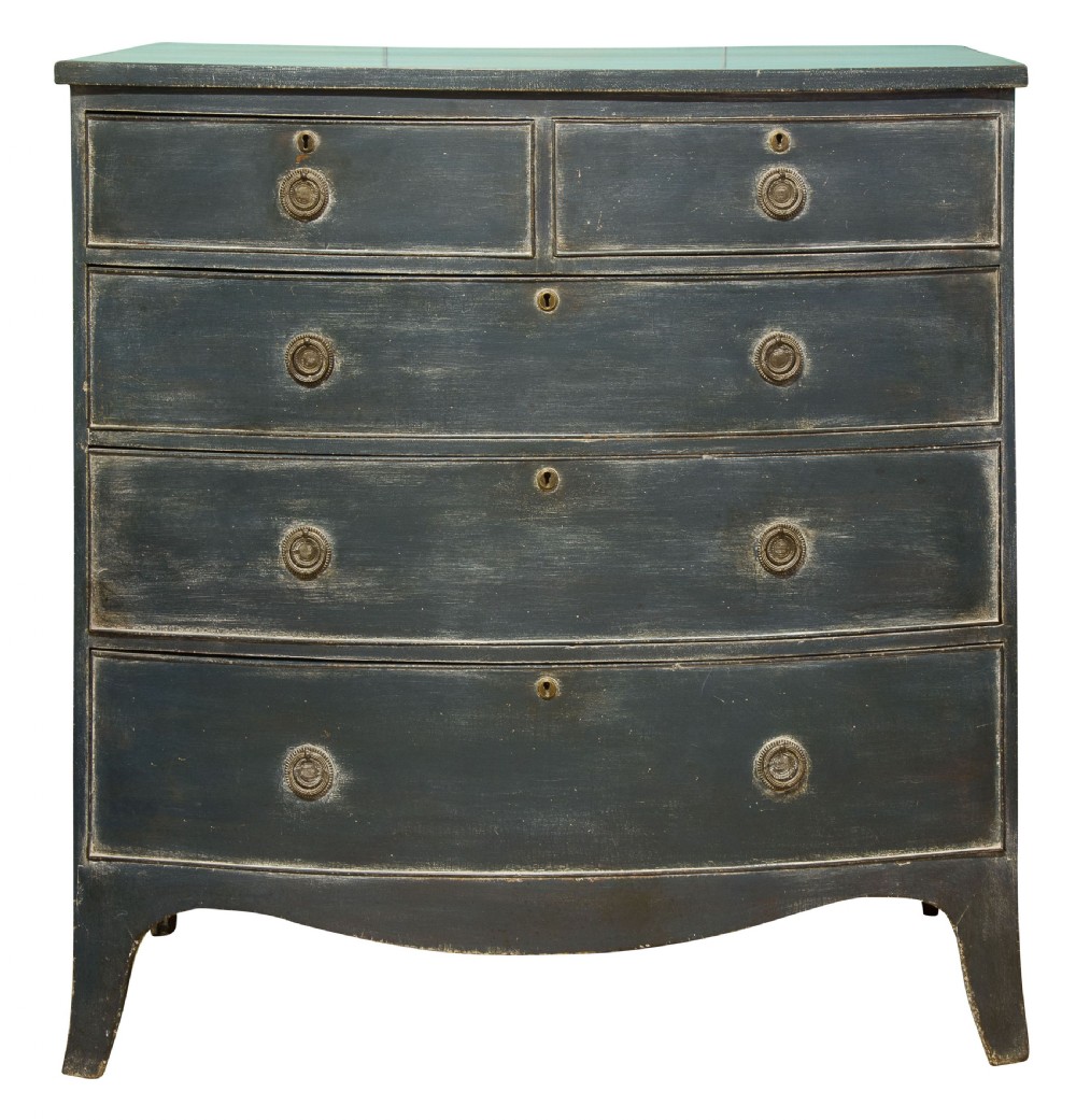19thc Regency painted bow front chest of drawers View IV