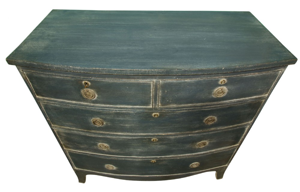 19thc Regency painted bow front chest of drawers View V