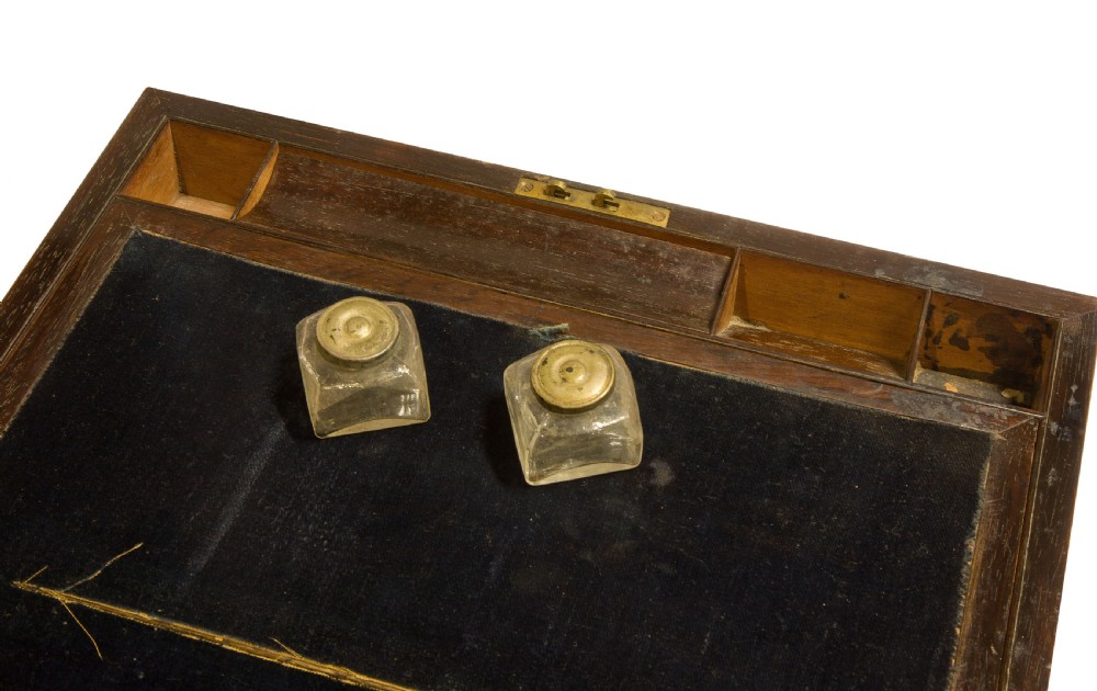 Brass mounted William IV Rosewood Campaign lap desk View II