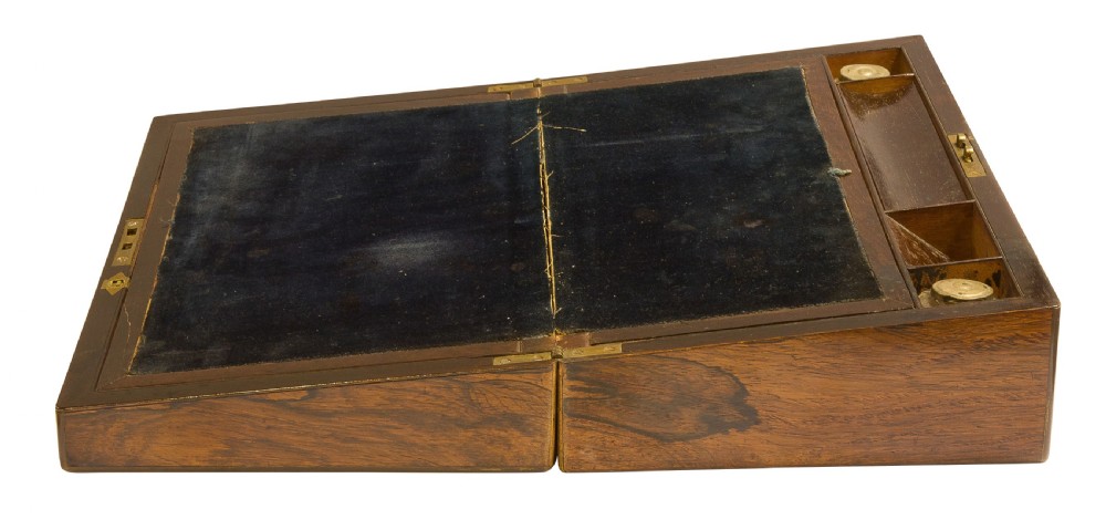 Brass mounted William IV Rosewood Campaign lap desk View III