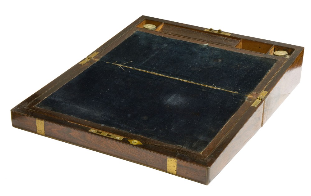 Brass mounted William IV Rosewood Campaign lap desk View VI