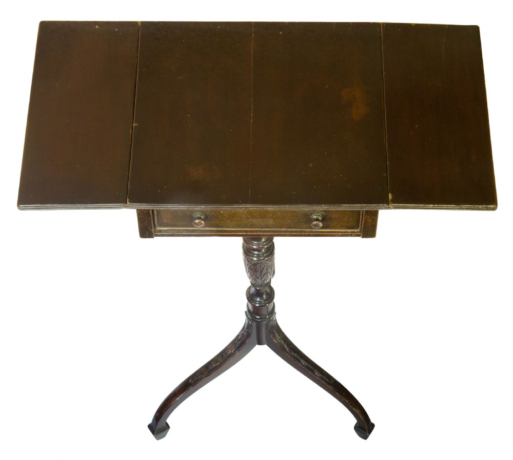 Edwardian mahogany drop flap tripod table View V