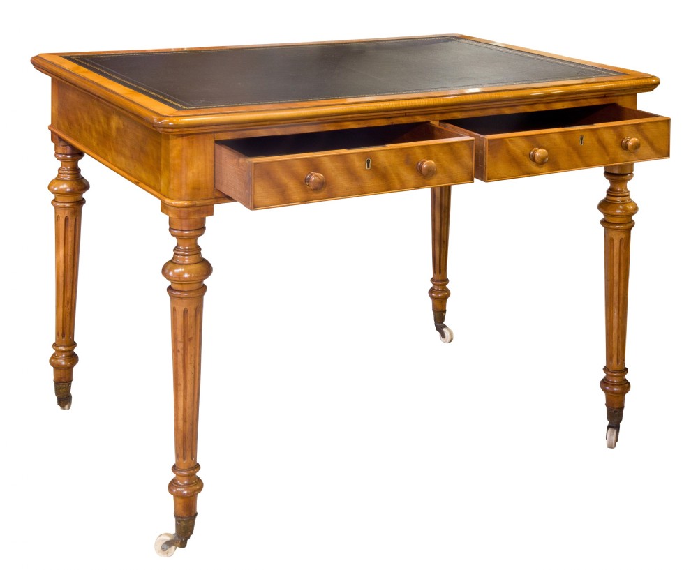 Victorian satin birch writing table View II