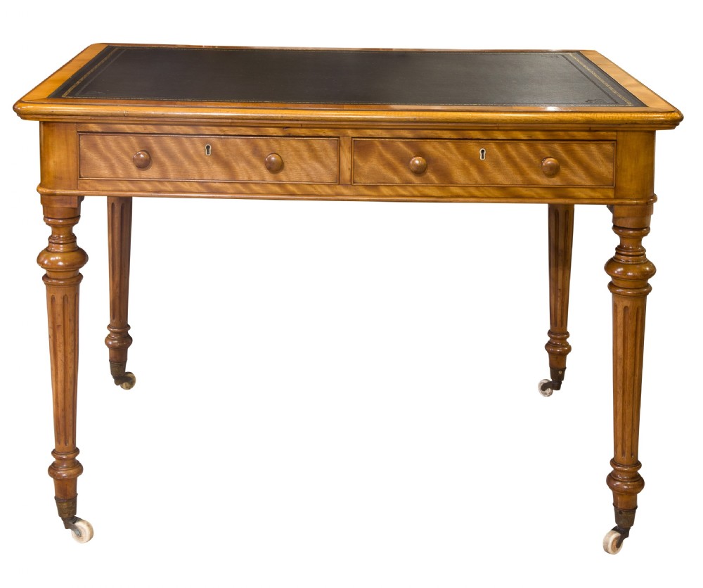 Victorian satin birch writing table View III
