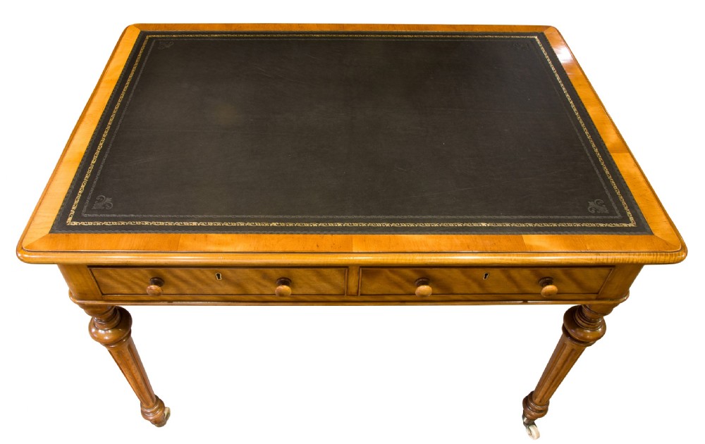 Victorian satin birch writing table View V