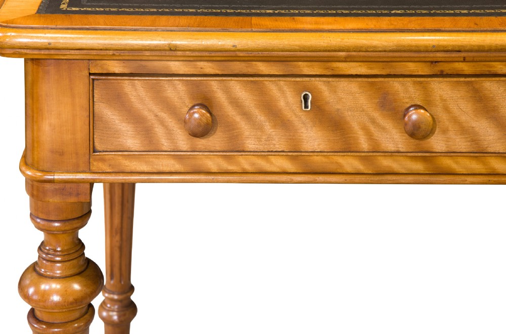 Victorian satin birch writing table View VI