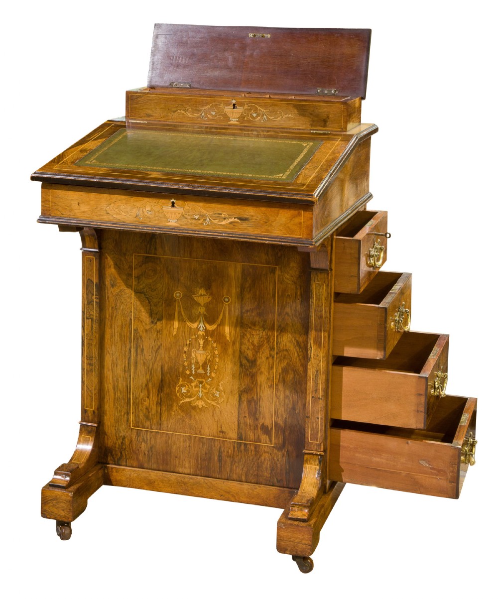 English marquetry rosewood davenport by Shoolbred View II