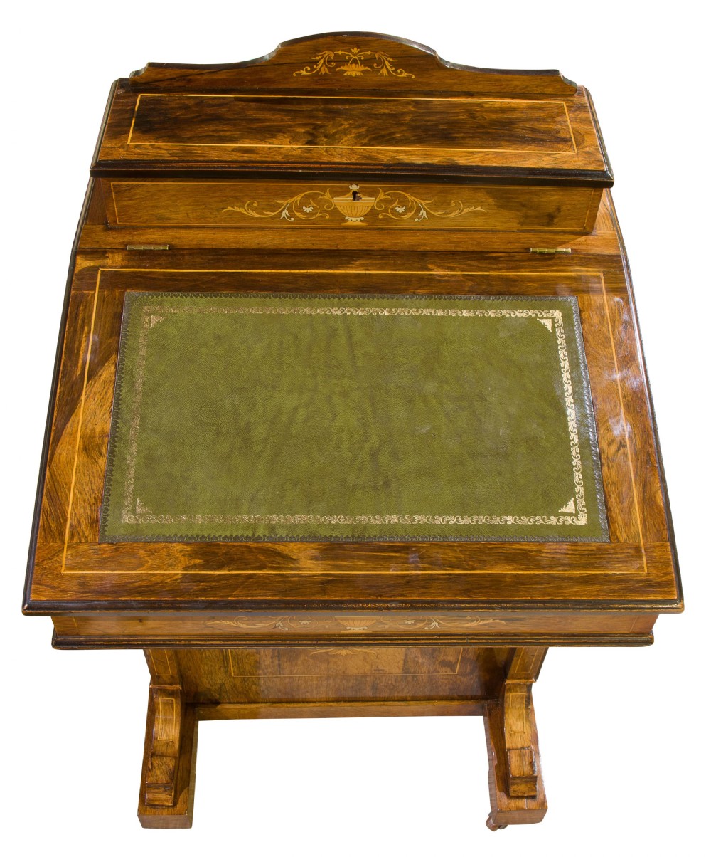 English marquetry rosewood davenport by Shoolbred View IV