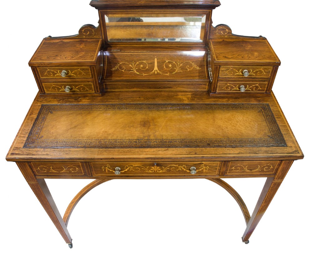 19thc Sheraton Revival inlaid writing table View IV