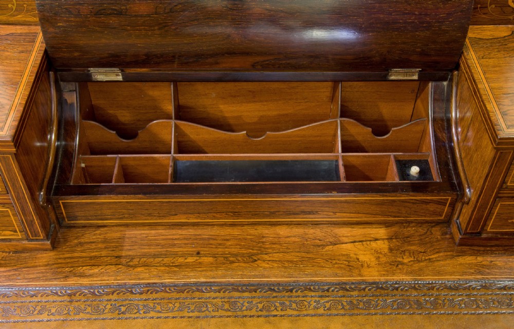 19thc Sheraton Revival inlaid writing table View V