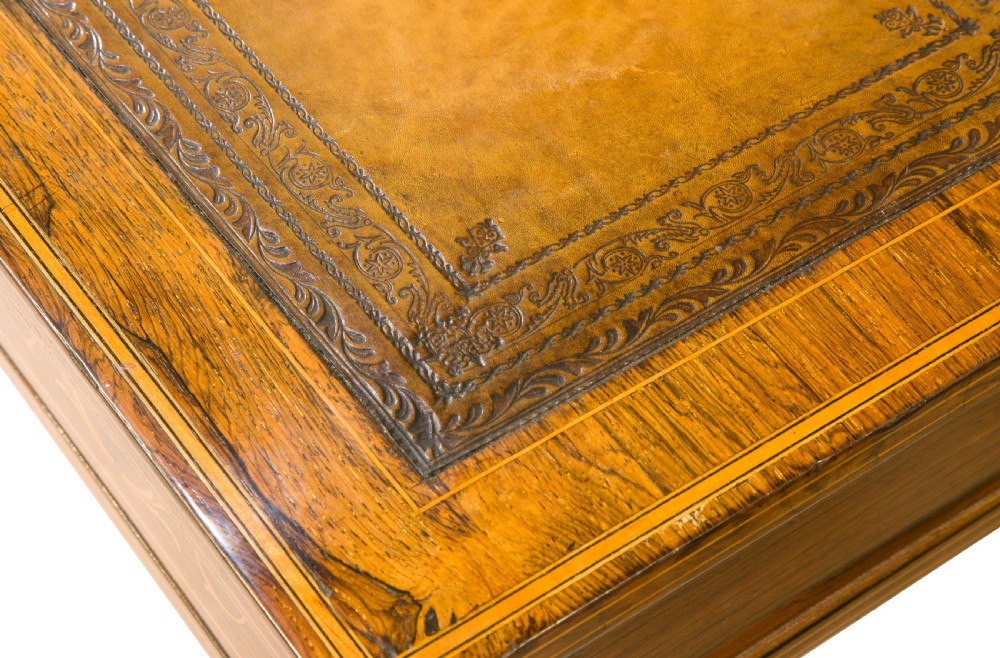 19thc Sheraton Revival inlaid writing table View VI