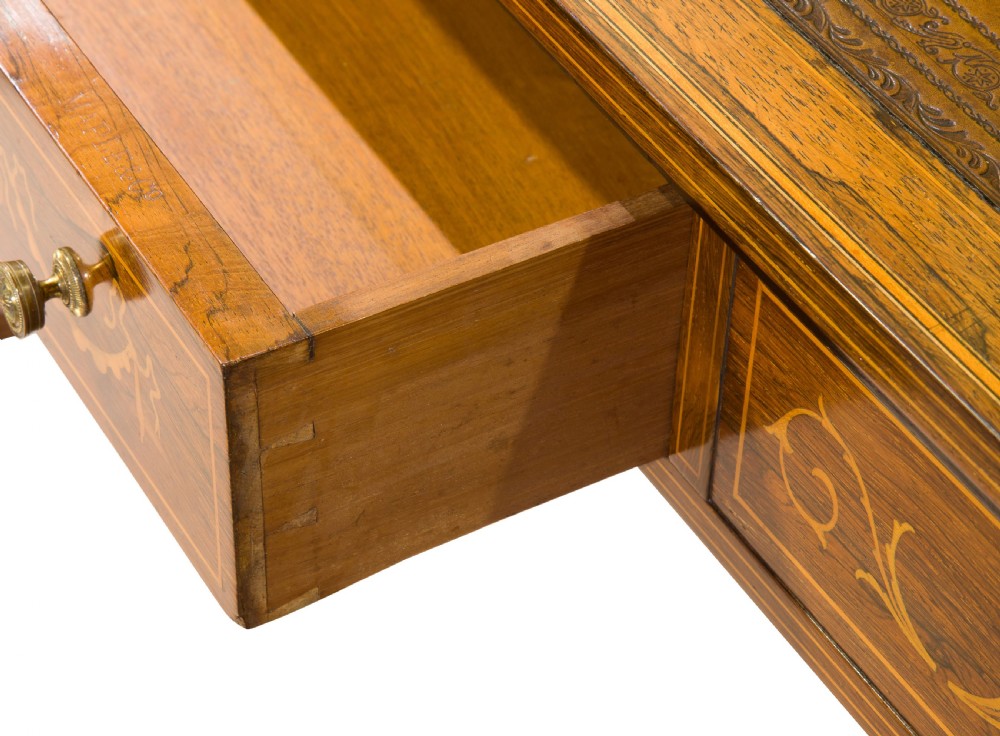 19thc Sheraton Revival inlaid writing table View VII
