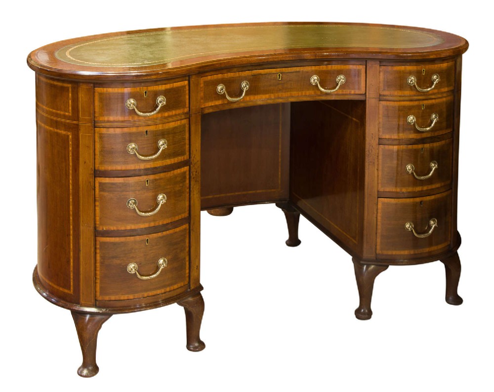 Sheraton Revival kidney shaped kneehole desk