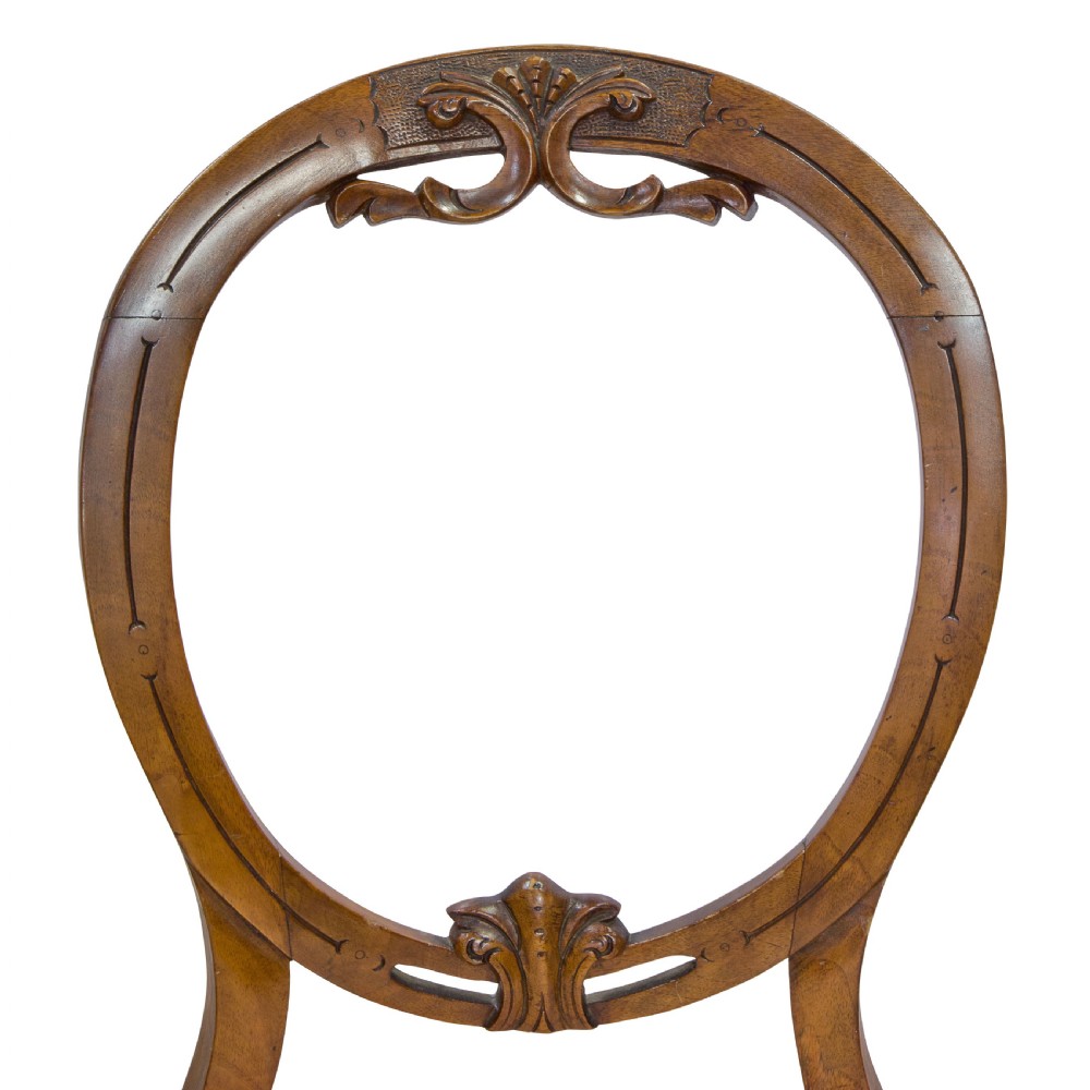 Pair of Victorian walnut balloon back chairs View V