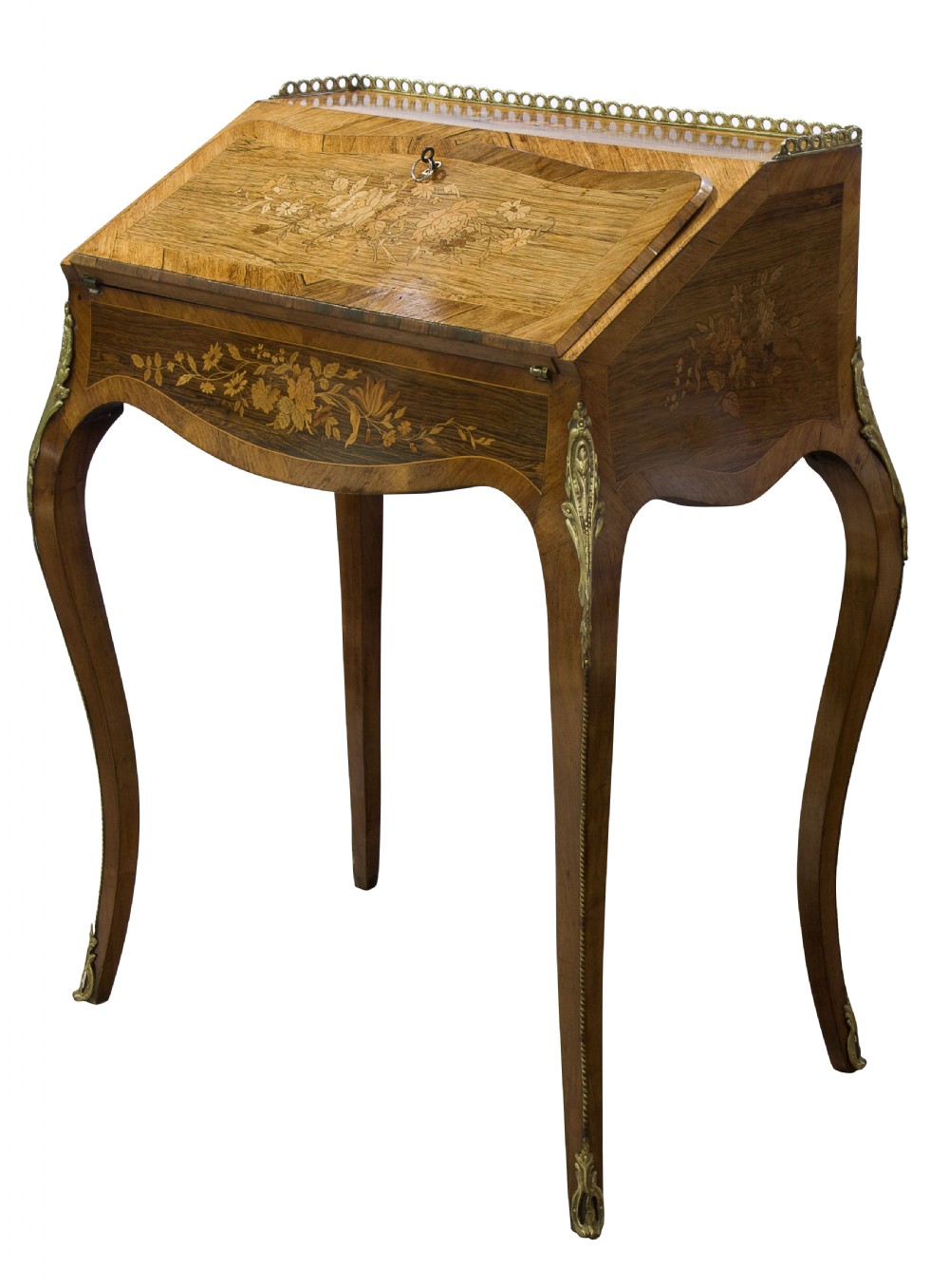 Mounted Marquetry & Rosewood Ladies Bureau