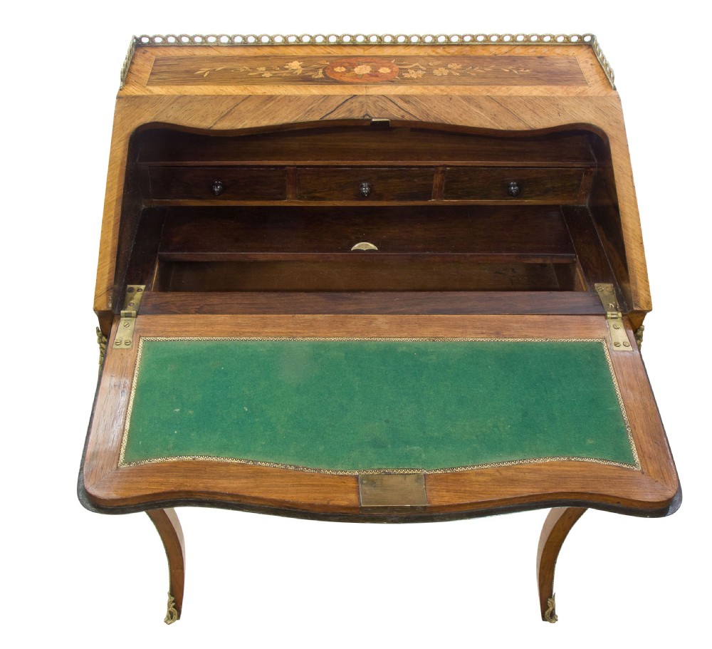 Mounted Marquetry & Rosewood Ladies Bureau View IV